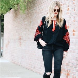 Embroidered Boho Top